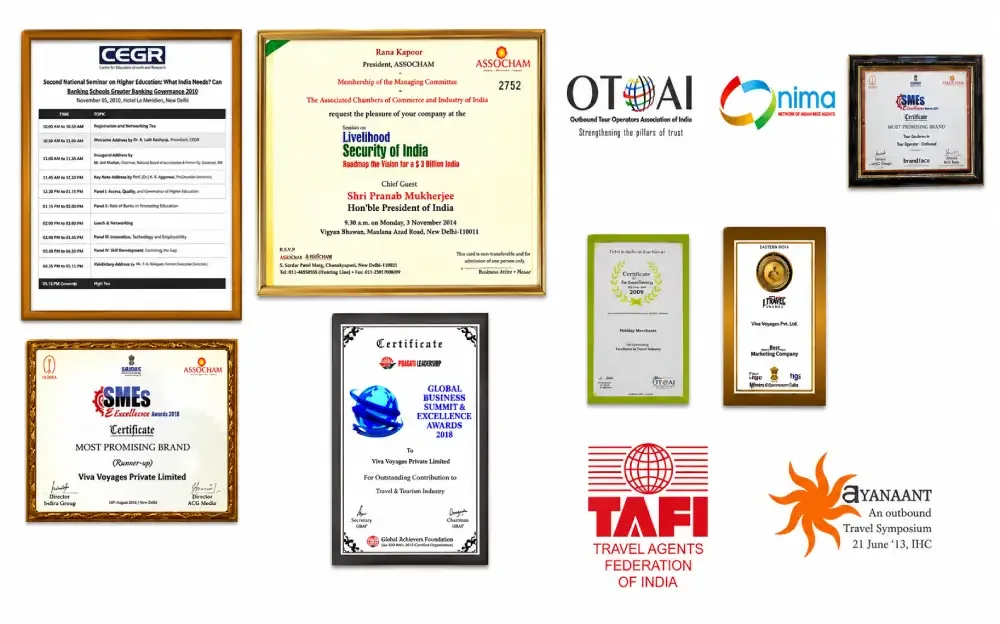 A board of framed certificates and the logos of OTOAI, NIMA, TAFI and the Ayanaant symposium